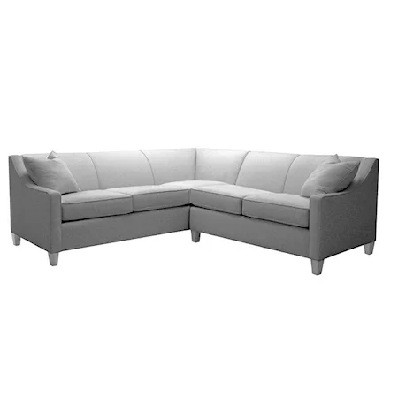 Contemporary Sectional Sofa with Track Arms and Welt Cord Cushions